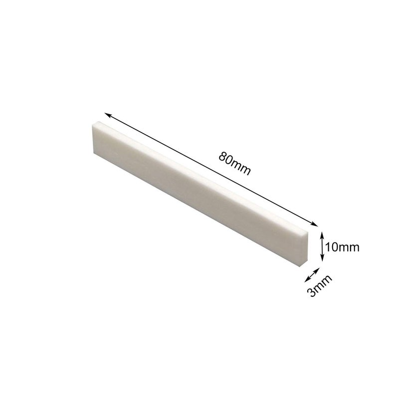 Vencetmat 6Pcs Blank & Uncut Guitar Bridge Saddles White Color Made of Real Bone 80x3x10mm for Electric & Acoustic & Classical & Cigar Guitar, Mandolin, Banjo, Ukulele Part Replacement - Image 4